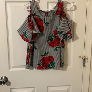 Mint blush off the shoulder shirt